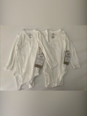 The Honest Company White Long-Sleeve Baby Wrap Bodysuits - 2-Pack